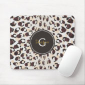 Tapis De Souris Motif moderne chic brun cheetah imprimé monogramme (Avec souris)
