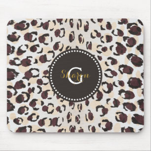 Tapis De Souris Motif moderne chic brun cheetah imprimé monogramme
