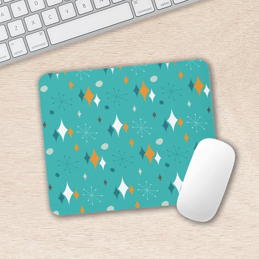 Tapis De Souris Motif moderne du milieu du siècle en Turquoise