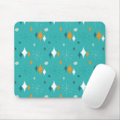 Tapis De Souris Motif moderne du milieu du siècle en Turquoise (Avec souris)