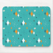 Tapis De Souris Motif moderne du milieu du siècle en Turquoise (Devant)