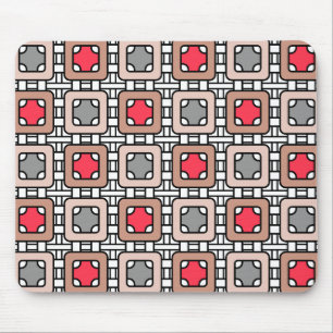 Tapis De Souris motif moderne géométrique art déco gris rouge, bei