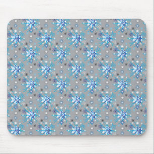 Tapis De Souris Motif moderne gris et bleu Holiday Snowflakes