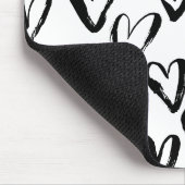 Tapis De Souris Motif monochrome de coeurs noirs rustiques (Coin)