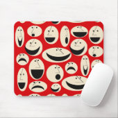 Tapis De Souris Motif Mousepad face caricature rétro (Avec souris)