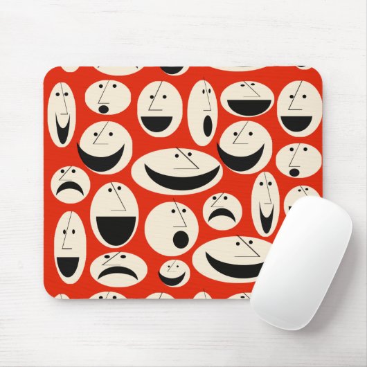 Tapis De Souris Motif Mousepad face caricature rétro (Avec souris)