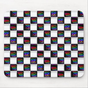 Tapis De Souris Motif multi de damier de lumières de techno de