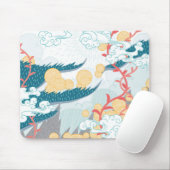 Tapis De Souris Motif naturel d'inspiration asiatique (Avec souris)