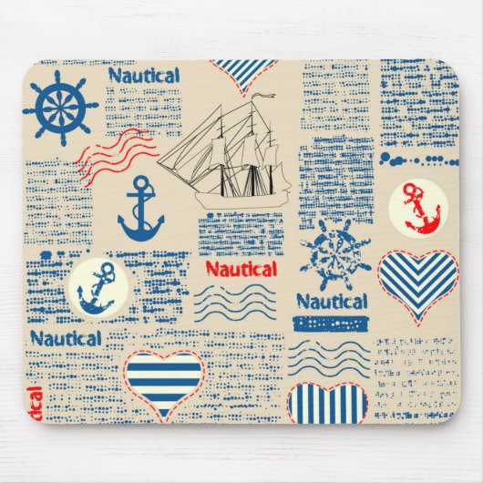 Tapis De Souris Motif nautique de journal (Devant)