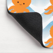 Tapis De Souris Motif Octopus Orange Et Vagues Bleues (Coin)