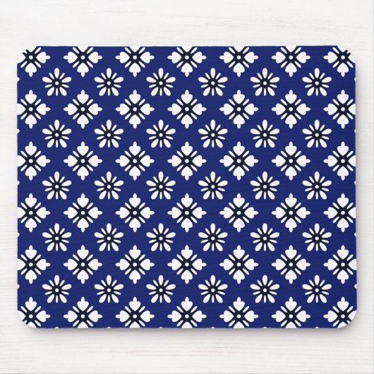 Tapis De Souris Motif Oriental Indigo White Katazome Fleurs (Devant)