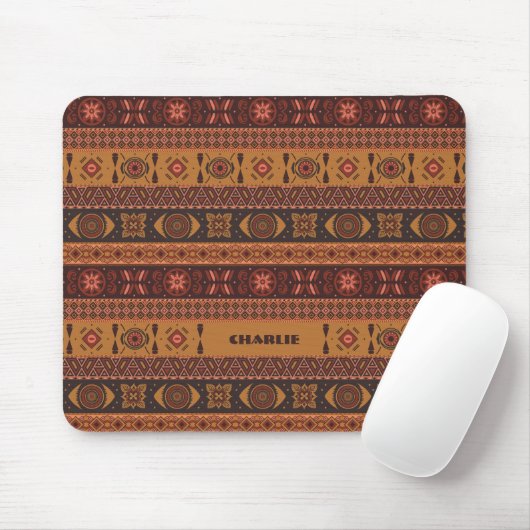Tapis De Souris Motif ornemental tribal de terre cuite moderne (Avec souris)