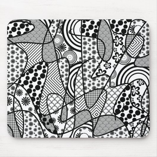 Tapis De Souris Motif Patchwork Noir & Blanc 02 (Devant)