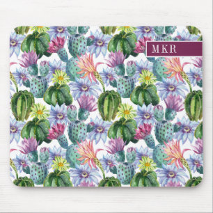 Tapis De Souris Motif peint à la main de cactus d'aquarelle