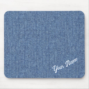 TAPIS DE SOURIS MOTIF PERSONNALISÉ EN DENIM BLEU