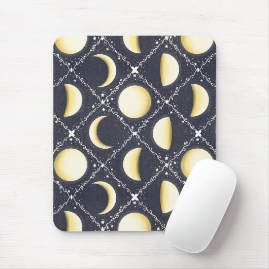 Tapis De Souris Motif Phases de lune céleste (Avec souris)