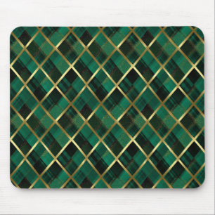 Tapis De Souris Motif Plaid Vert Et Or De Noël