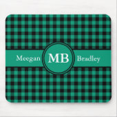 Tapis De Souris Motif plat vert Monogramme moderne (Devant)