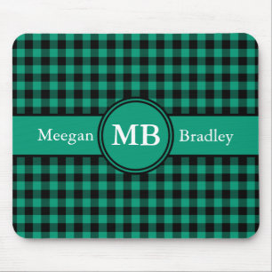 Tapis De Souris Motif plat vert Monogramme moderne