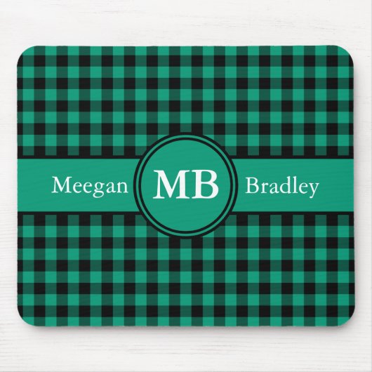 Tapis De Souris Motif plat vert Monogramme moderne (Devant)
