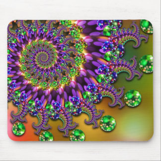 Tapis De Souris Motif pourpre et vert de fractale de Bokeh