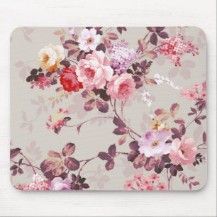 Tapis De Souris Motif pourpre rouge-rose élégant vintage de rose