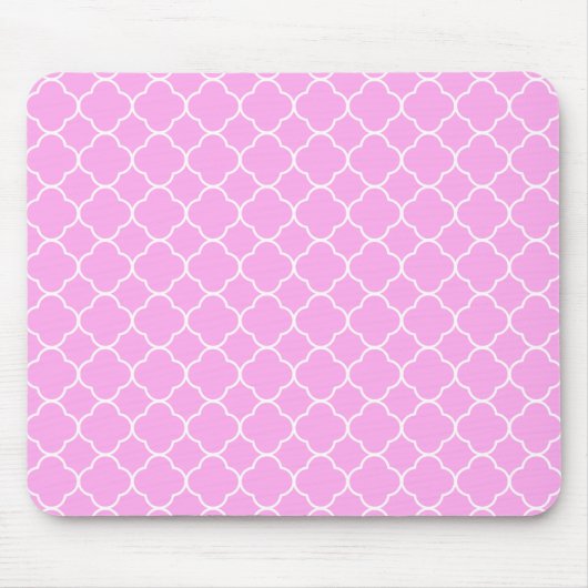 Tapis De Souris Motif Quatrefoil Rose Et Blanc (Devant)