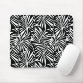 Tapis De Souris Motif Répétant à feuilles tropicales noires et bla (Avec souris)