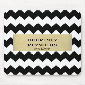 Tapis De Souris Motif rétro noir blanc et beige Chevron