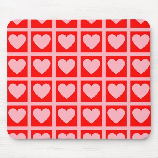 Tapis De Souris Motif Retro Pink Red Heart Check Y2K (Devant)