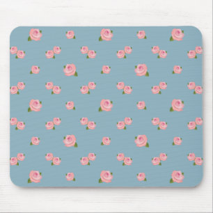 Tapis De Souris Motif rose de roses sur le bleu