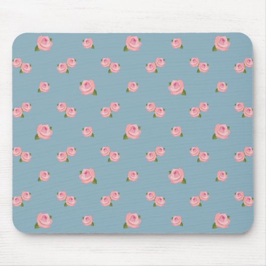 Tapis De Souris Motif rose de roses sur le bleu (Devant)