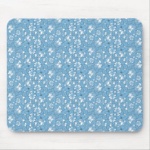 Tapis De Souris Motif rose en bleu clair