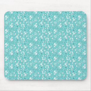 Tapis De Souris motif rose en turquoise
