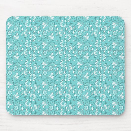 Tapis De Souris motif rose en turquoise (Devant)