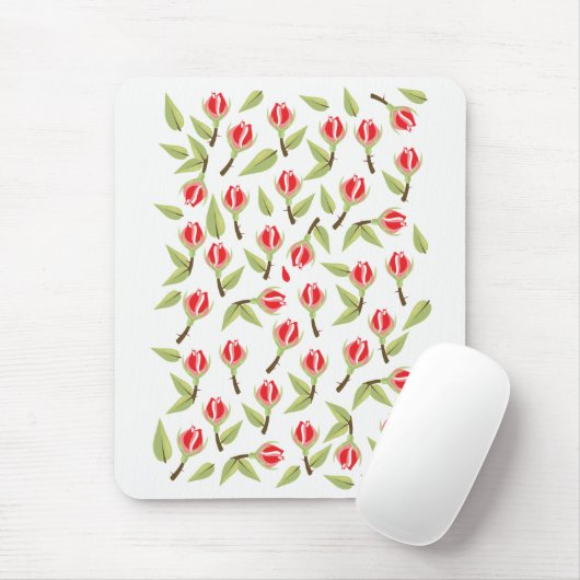 Tapis De Souris Motif Rose Rouge (Avec souris)