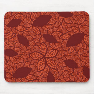 Tapis De Souris Motif rouge de feuille sur l'orange