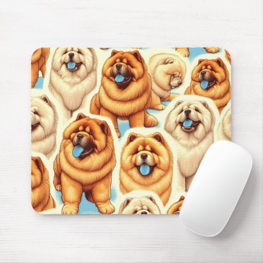 Tapis De Souris Motif sans couture de Chow-Chow Retro (Avec souris)
