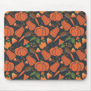 Tapis De Souris Motif sans couture de citrouille rouge et carottes