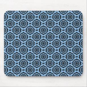 Tapis De Souris Motif sans couture de fleur noir bleu