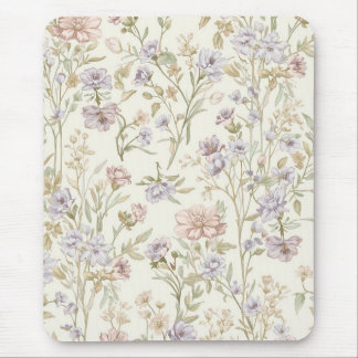 Tapis De Souris Motif sans couture de fleurs sauvages à l'aquarell