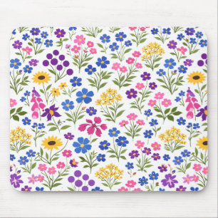 Tapis De Souris Motif sans couture de fleurs sauvages minimalistes