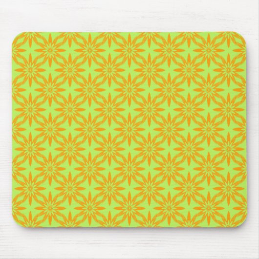 Tapis De Souris Motif sans couture de fleurs vertes orange (Devant)