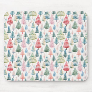 Tapis De Souris Motif sapins de Noël pastel colorés