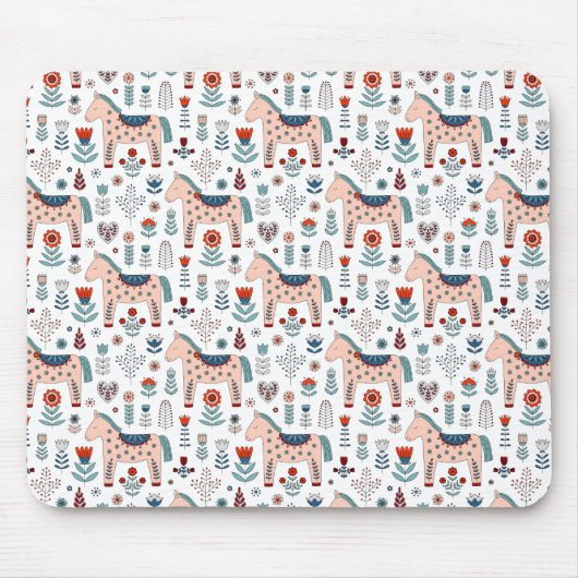 Tapis De Souris Motif scandinave d'art populaire de cheval (Devant)