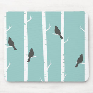 Tapis De Souris Motif simple Turquoise d'oiseaux bleus