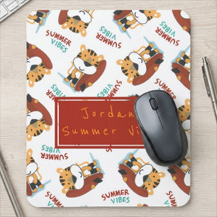 Tapis De Souris Motif Tigre Orange Mignon Nom Monogramme Personnal