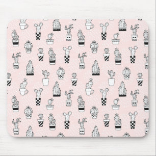 Tapis De Souris Motif tiré par la main mignon de cactus