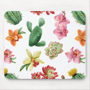 Tapis De Souris Motif tiré par la main succulent d'aquarelle