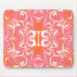 Tapis De Souris Motif torride en rose, orange et crème